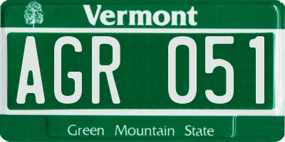 VT license plate AGR051
