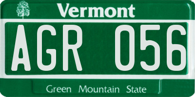 VT license plate AGR056