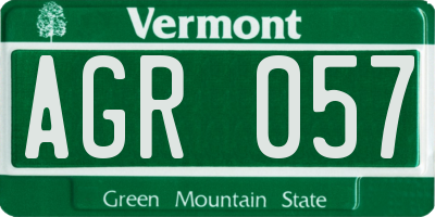 VT license plate AGR057