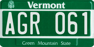 VT license plate AGR061
