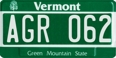 VT license plate AGR062