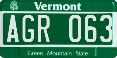 VT license plate AGR063