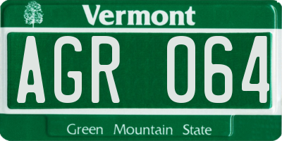 VT license plate AGR064