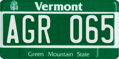 VT license plate AGR065