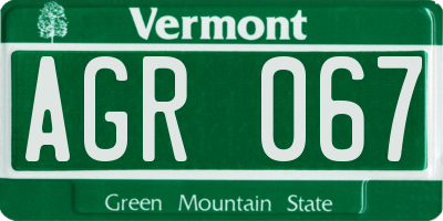VT license plate AGR067