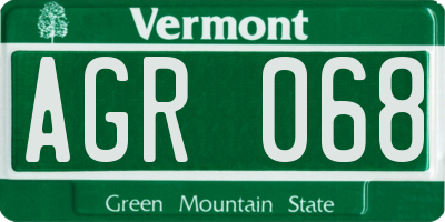 VT license plate AGR068