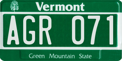 VT license plate AGR071