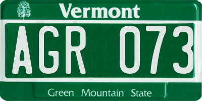 VT license plate AGR073