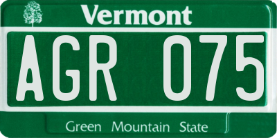 VT license plate AGR075