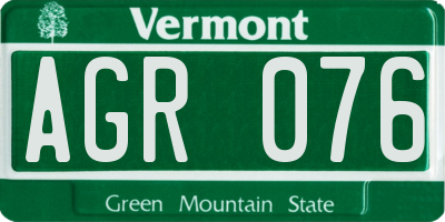 VT license plate AGR076
