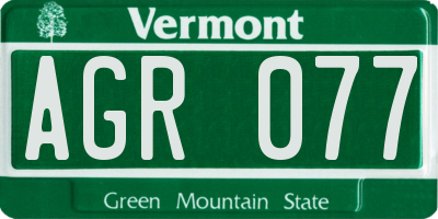 VT license plate AGR077