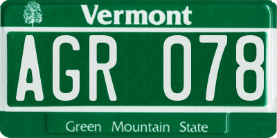 VT license plate AGR078