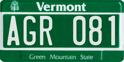VT license plate AGR081