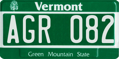VT license plate AGR082