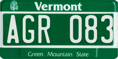 VT license plate AGR083