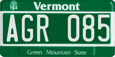 VT license plate AGR085