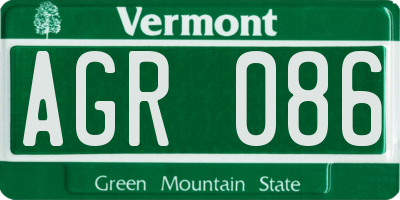 VT license plate AGR086