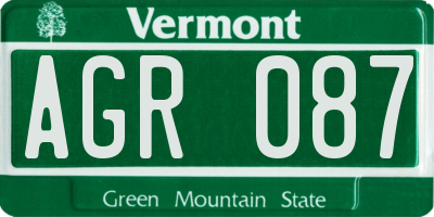 VT license plate AGR087