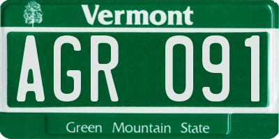 VT license plate AGR091