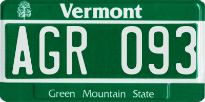 VT license plate AGR093