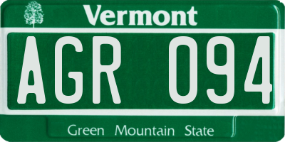 VT license plate AGR094