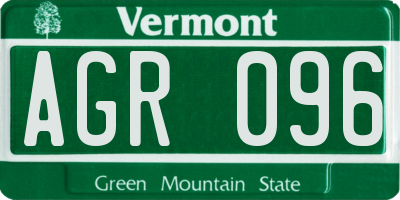 VT license plate AGR096
