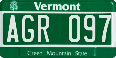 VT license plate AGR097