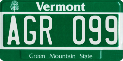 VT license plate AGR099