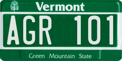 VT license plate AGR101