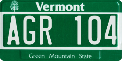 VT license plate AGR104