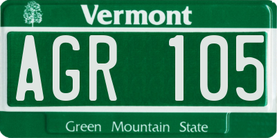 VT license plate AGR105