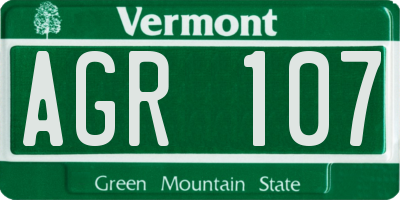 VT license plate AGR107