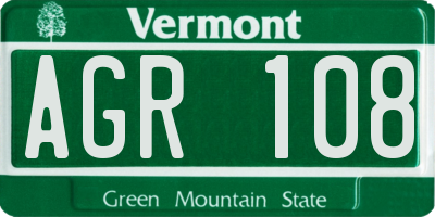VT license plate AGR108