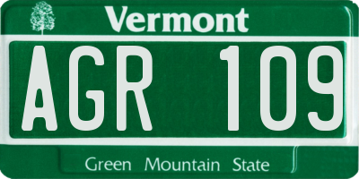 VT license plate AGR109
