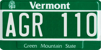 VT license plate AGR110