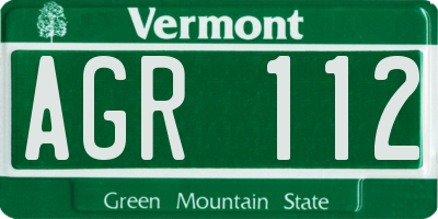 VT license plate AGR112