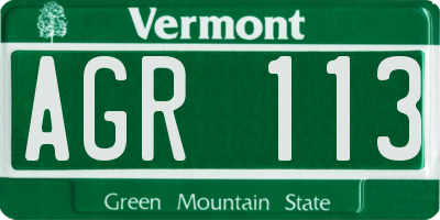 VT license plate AGR113
