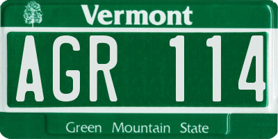 VT license plate AGR114