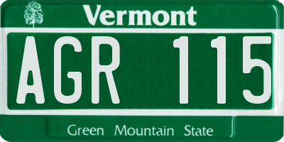 VT license plate AGR115