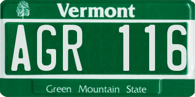 VT license plate AGR116