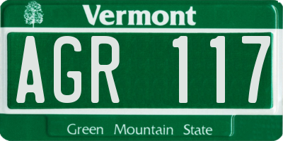 VT license plate AGR117