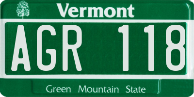 VT license plate AGR118