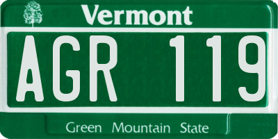 VT license plate AGR119