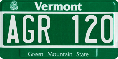 VT license plate AGR120
