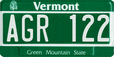 VT license plate AGR122