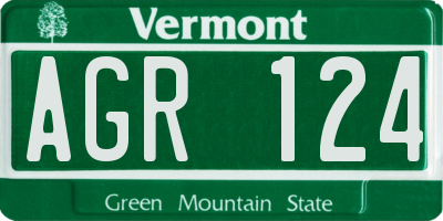 VT license plate AGR124