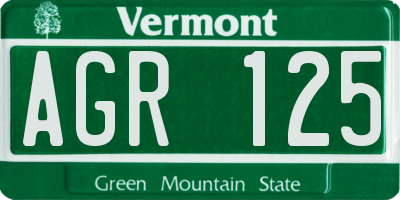 VT license plate AGR125