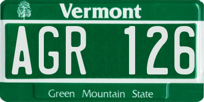 VT license plate AGR126