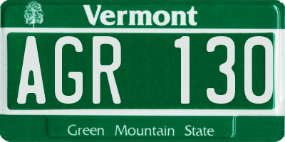VT license plate AGR130