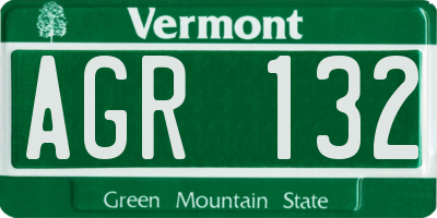 VT license plate AGR132